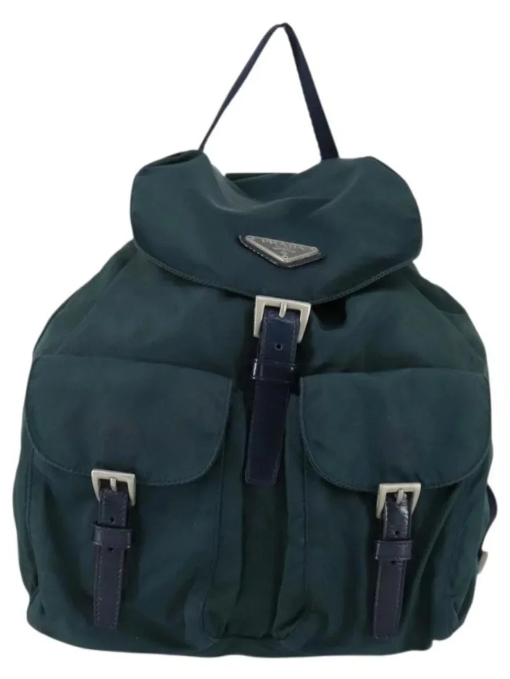 PRADA Backpack Nylon Green Silver Auth 157004